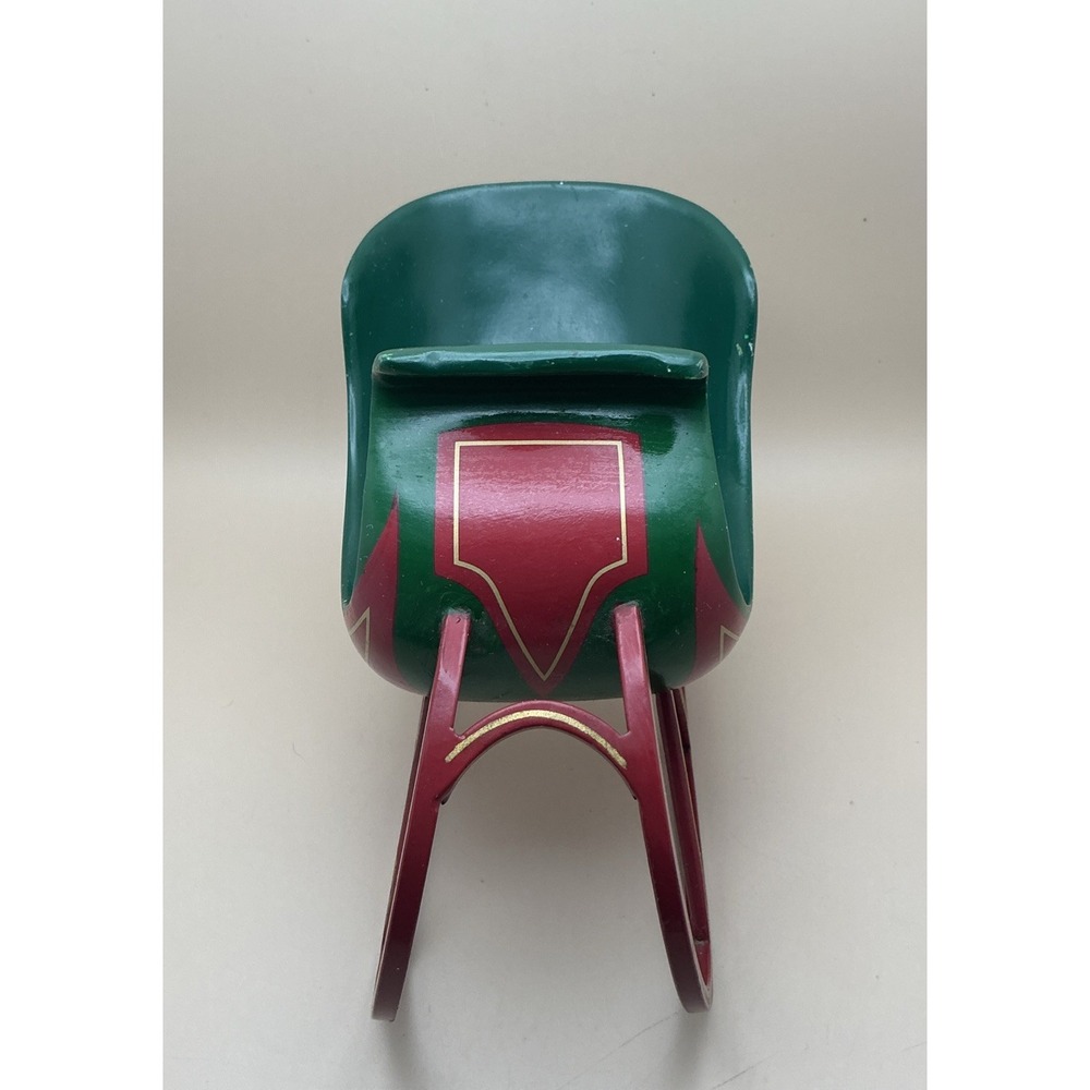 Vintage Teleflora Metal Christmas Santa Sleigh Holiday Decor‎ Green Red Gold